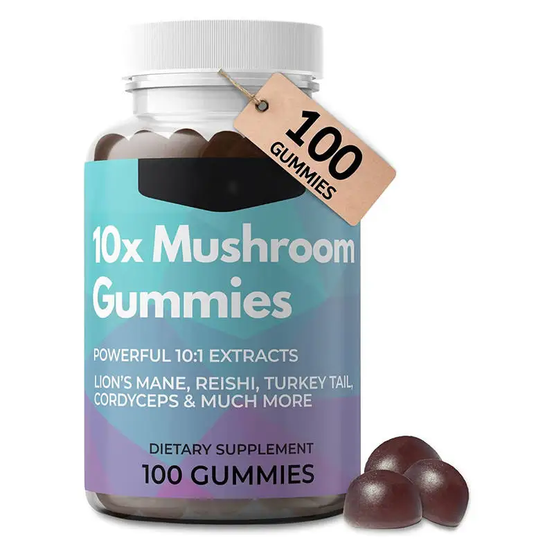 Oem Vegan Cordyceps Reishi & Lions Mane Mushroom Gummies  Nootropic Brain Supplement For Women