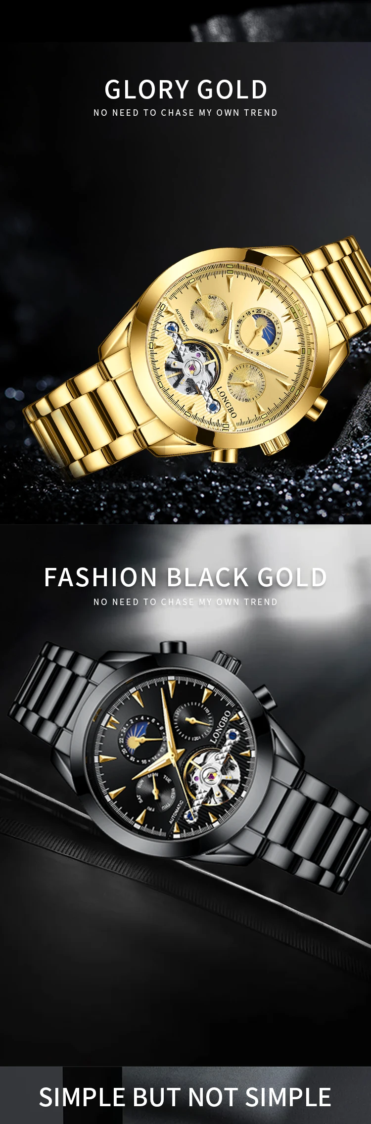 LONGBO waterproof automatic watches for men automatic,mens automatic watches mens fashion watches 2022