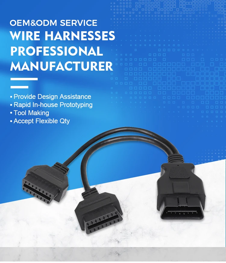 product 16pin male to femaley cable obd obd2 obd2 splitter y male 2female cable for obd2 diagnostic scanner fault code reader-2