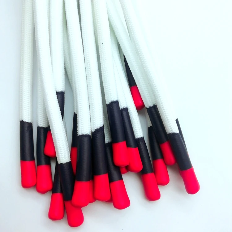 Custom Drawstring Cord Round Drawcord Hoodie Strings with Double Color Silicone Dipped Ends
