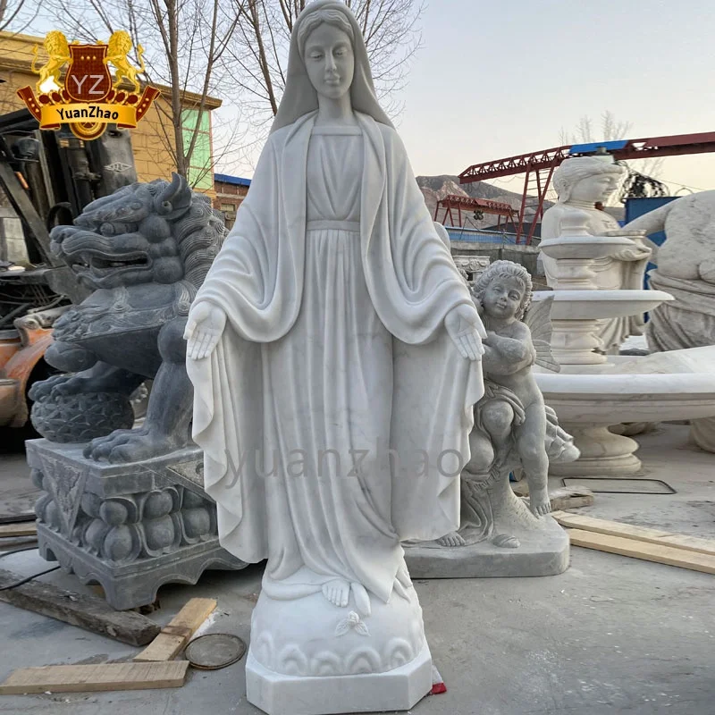 研磨大理石像像カトリック等身大祈り聖母マリア像石彫り大理石聖母