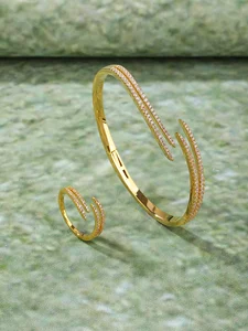 Antique Brass Rhodium Plated Zircon Bracelet Ring Set Classic Style Jewelry for Women/Children/Unisex Wedding Party Gift Box Set