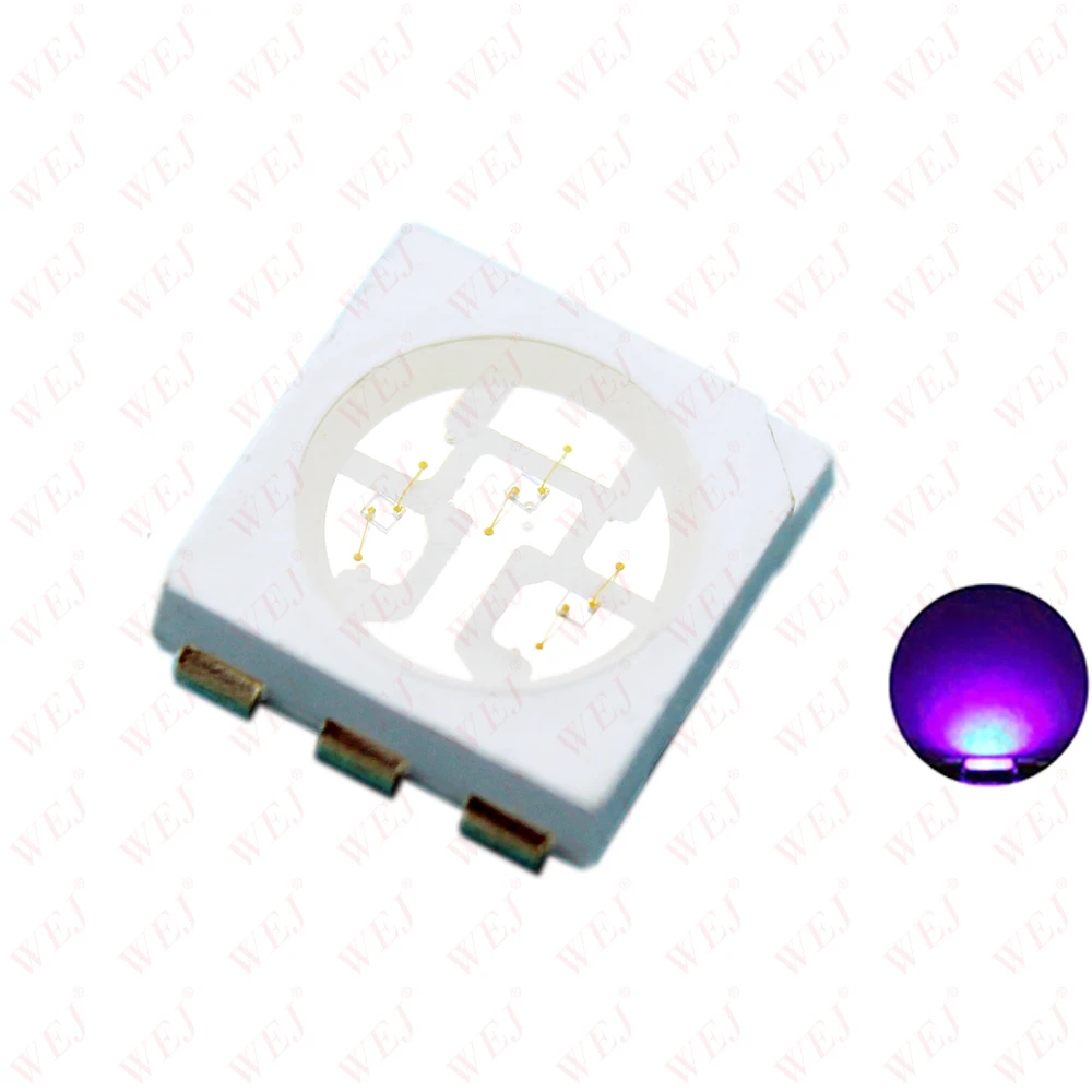 WEJ LED Factory Price 6pin 3v Uv LED 5050 365nm 395nm 400nm 405nm 410nm 5050 Smd Uv Led Diode