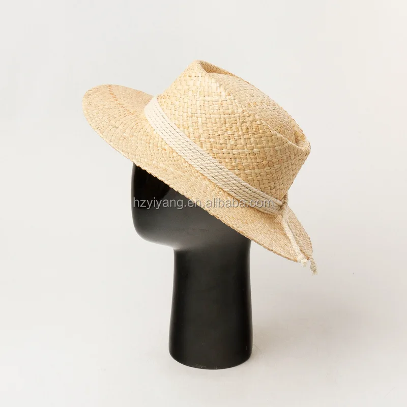 Luxury Telescope Crown Pork Pie Wide Flat Brim Straw Hat Featuring