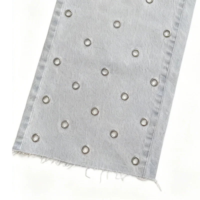 European and American Hollowed-out Flared Jeans