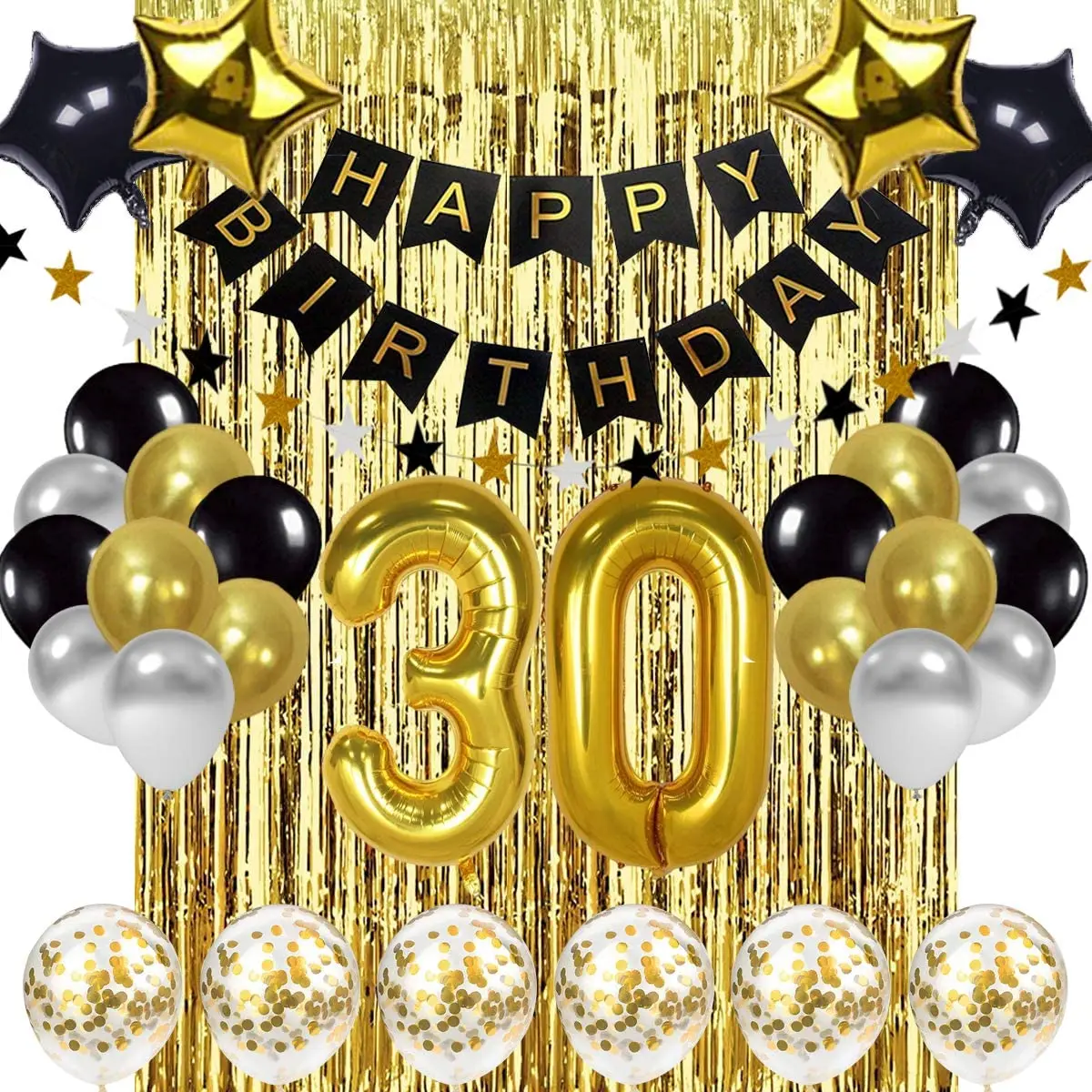Wholesale Black and Gold 30th Birthday Decorations Banner Balloon ...