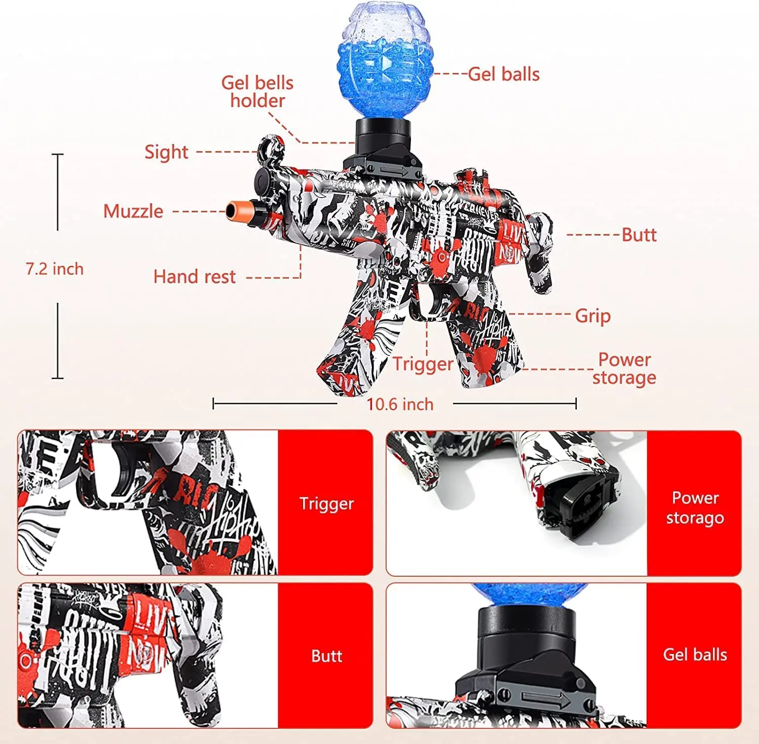 Ak47 Mp5 Uzi Gel Blaster Splatter Ball Gun Fun Paint Splat R Splatrball