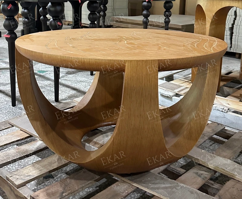 product modern nordic design round side table solid wood with carved tabletop suitable for home or villa-67