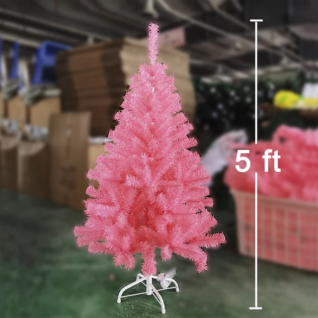 Sevenlots 150cm pink christmas tree 100% New PVC Material metal stand