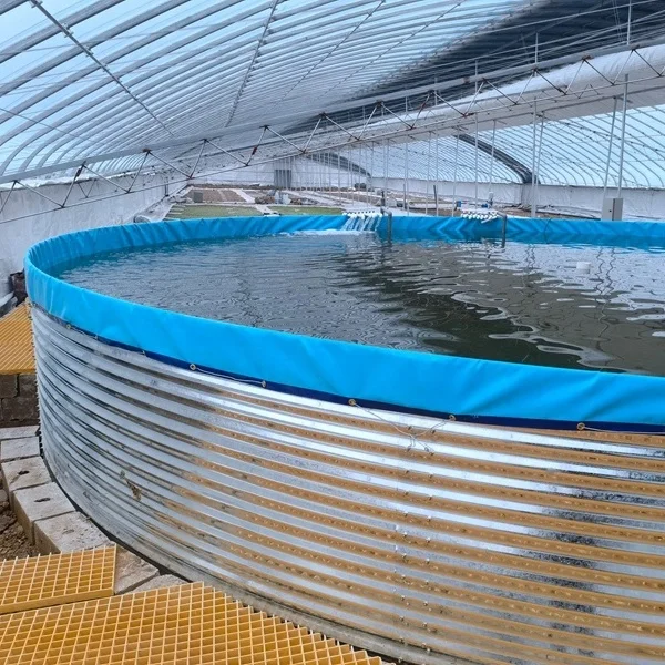 Perfect Quality Galvanized Panel Frame Fish Pond With PVC Liner Circular Fish Tank
