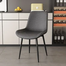 Italian Modern Dining Chairs with Solid Wood Legs, Leather Backrests, and Seat Cushions, Suitable for Restaurant Furniture