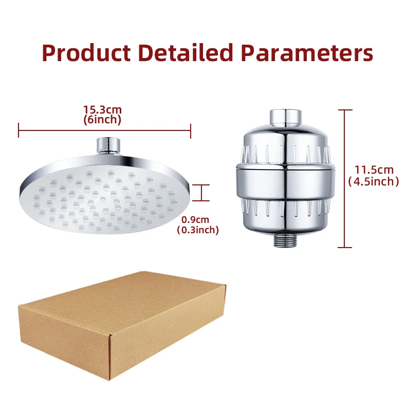 6 Inch New Design Rain Shower Head With Pressure Nozzles And 18stage