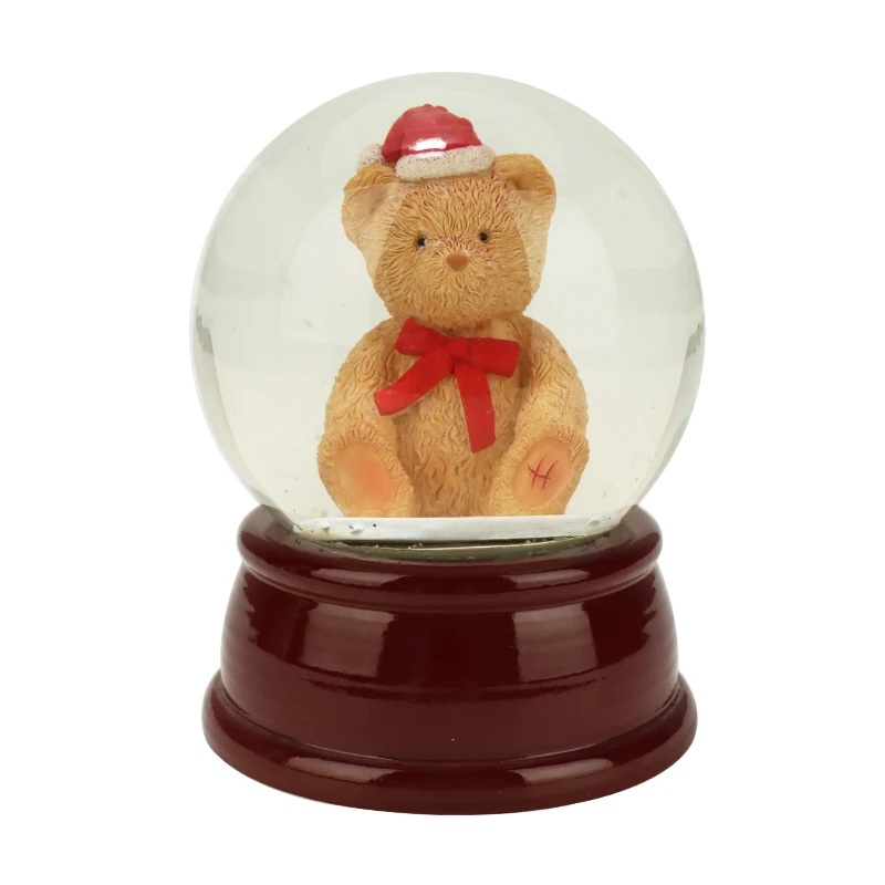 Прилагођене фигуре медведа снежне кугле, декоративне фигуре, божићне акционе фигуре, фабрике смоле, прилагођени сувенири кугле, фигуре, поклон