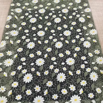Multi-Color Small Daisy Flower Mesh Embroidered Lace Fabric for Women's Hanfu Dress for Spring/Summer Weddings