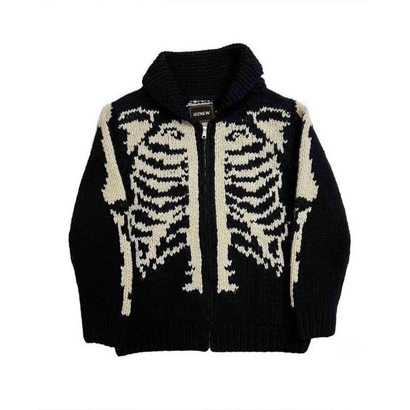 DiZNEW Manufacturer Wholesale Skull Pattern Winter Fashion Custom Sweater For Men Plus Size Men's Sweaters factory