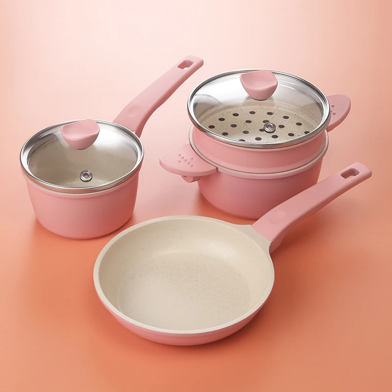 Mini Nonstick Cookware Home Kitchenware Pots Pan Set with Sauce Pan Frying Pans Cooking Pots Mini Series Cooking Sets