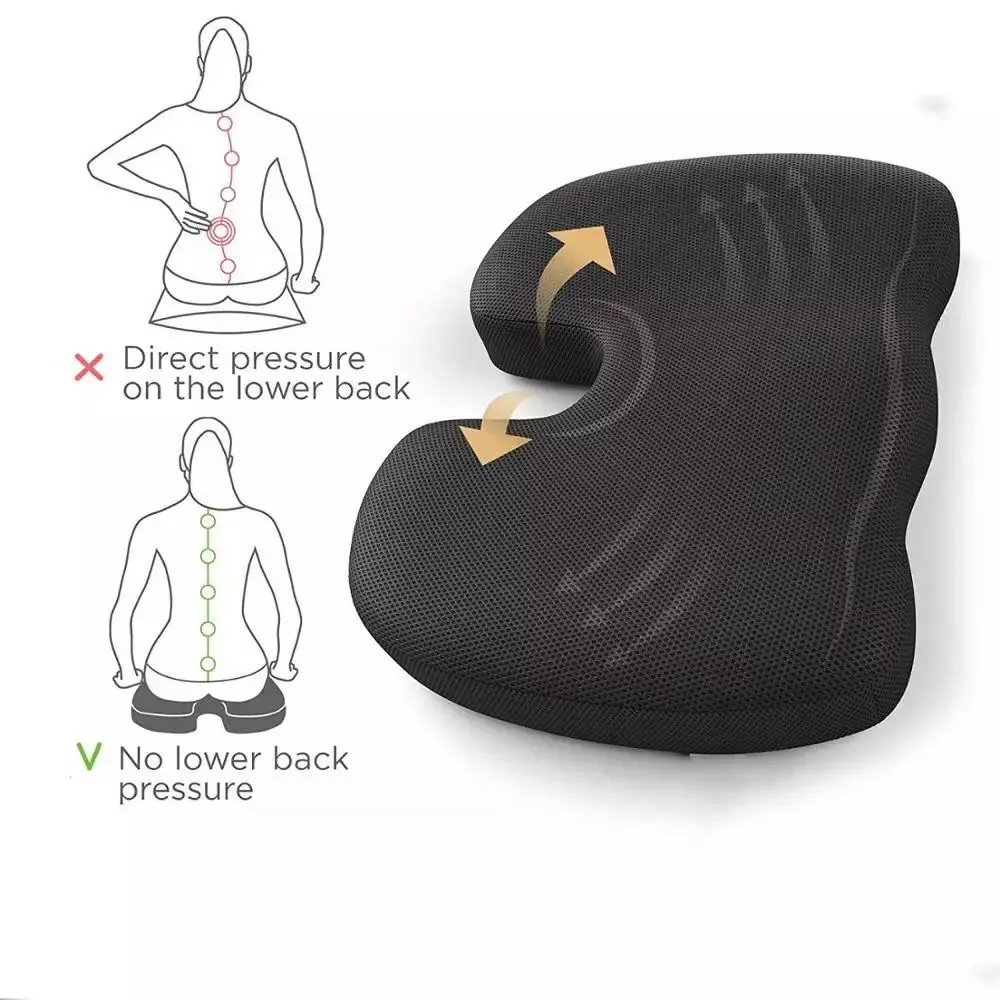 Memory Foam Car Seat Cushion Coccyx Orthopedic Massage Body Back