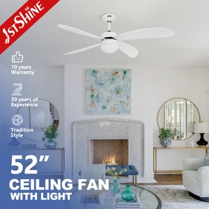 1stshine Ceiling Fan 52" Bedroom High Speed Dc Motor 3 Color Light Ceiling Fan with Led Light