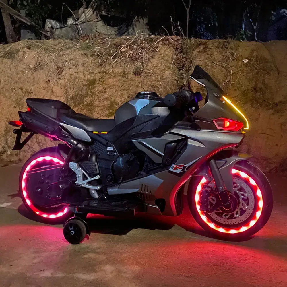 New Model Children's Electric Motorcycle Car Early Education Remote Control Rechargeable Fashion Retro Single/Dual Drive Metal