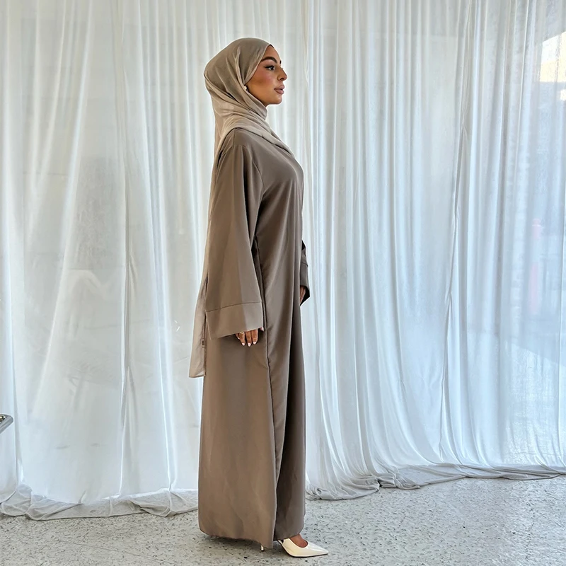2024 New Design Australia Solid Color Wholesale Custom Modest Abaya Women Muslim Dress Breathable 100% Cotton Women Abaya