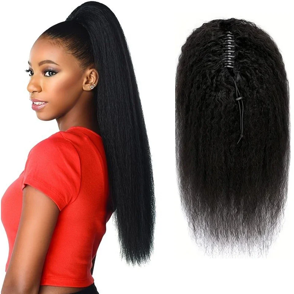 Claw Clip Ponytail Human Hair Kinky Straight Extension Clip In Pony Tails Yaki Hair Extensions 10-30 Inch 100% Real Remy Hair_voghion.com