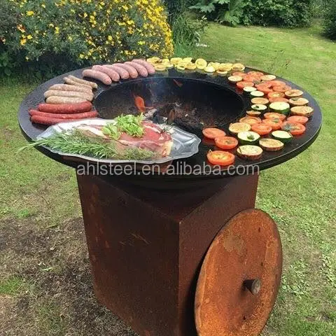 Source Circle plancha cooking corten steel bbq /garden barbecue on