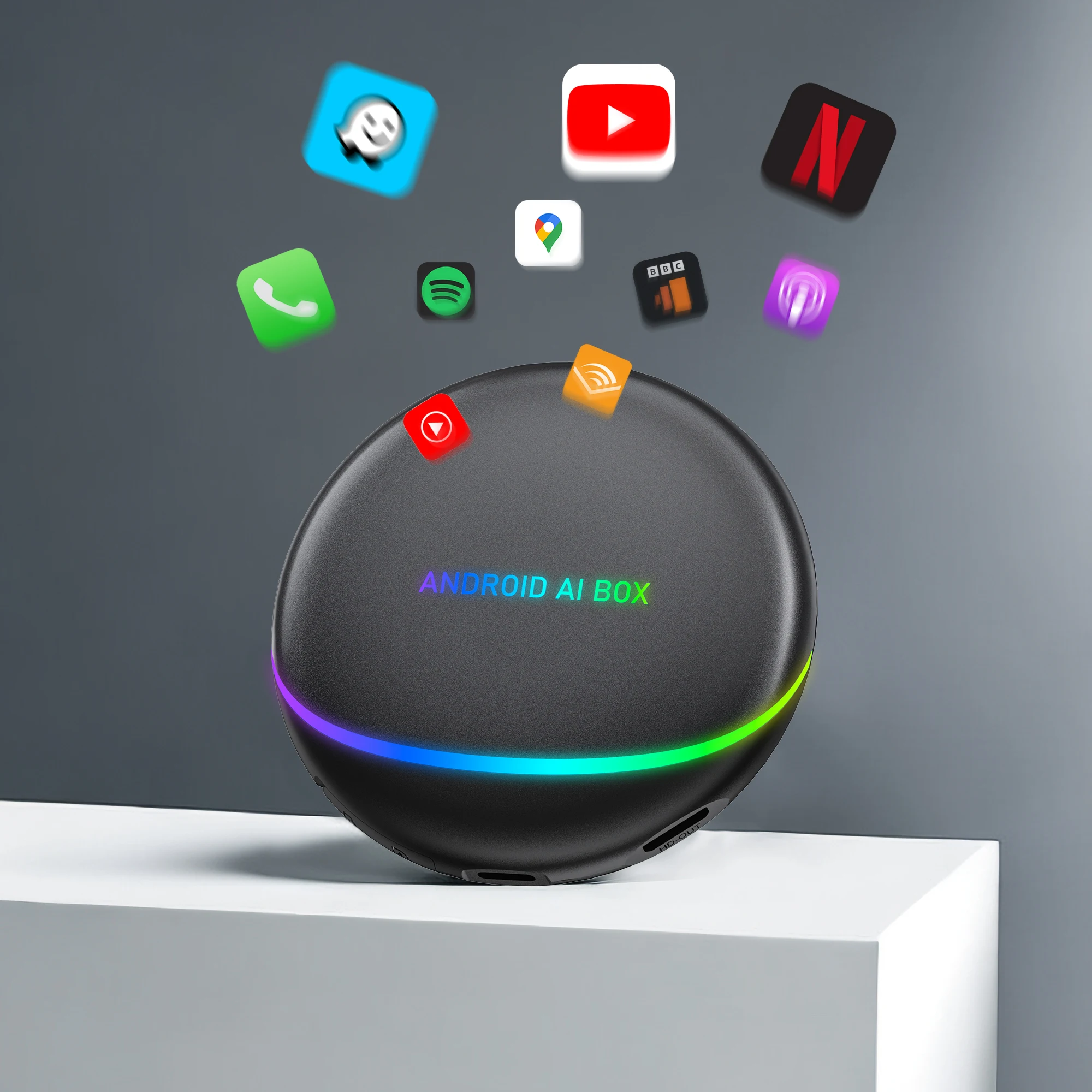Ottocast Wireless Android Auto Adapter Car Play  Dongle Car Play Ai Box Android Smart Box for Android Device Youtube Netflix
