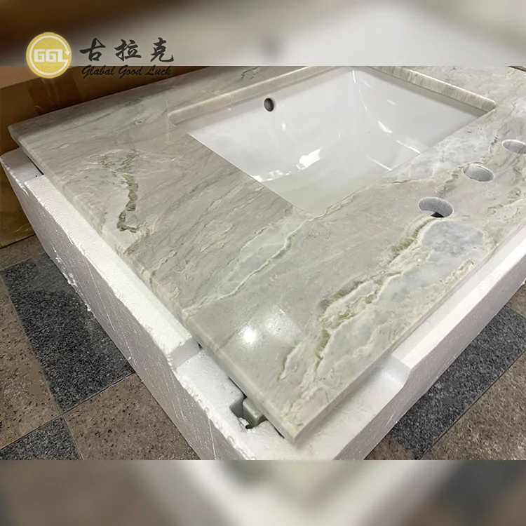 Fashion Counter Top Wash Basin Stone Marble Bathroom Vanity Top for Hotel Bathroom Decor factory