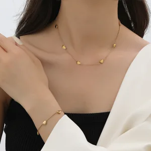 New 18K Gold Plated Tarnish Free Stainless Steel Trendy Anniversary Chains Cute Polished Love Dangle Pendant Necklace