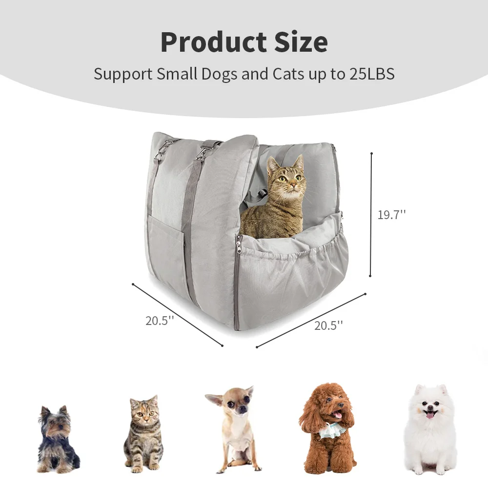 Custom made travel safety portable pet dog car booster seat bed details