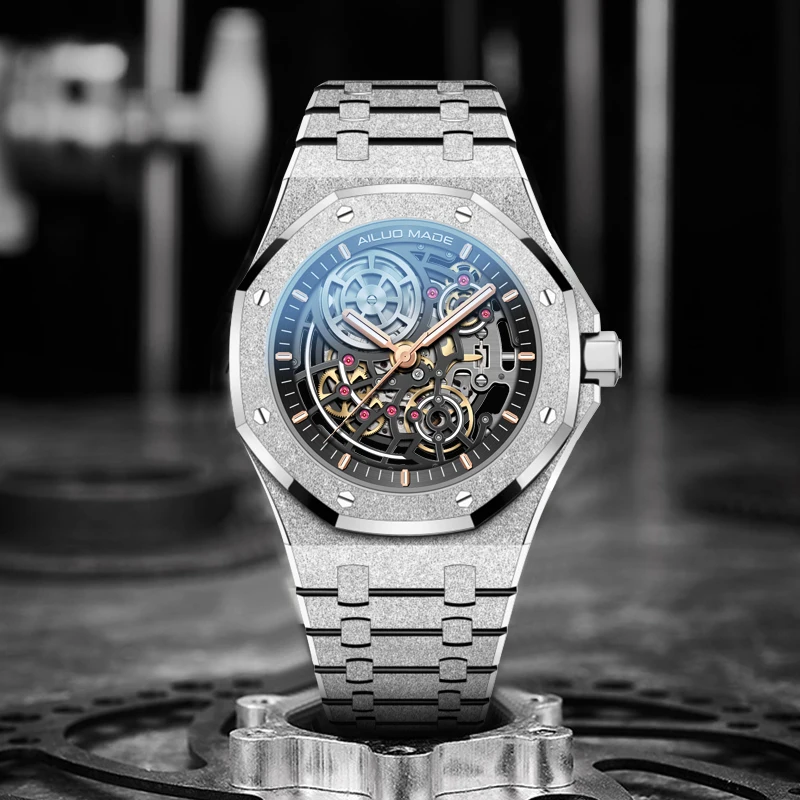 France Brand AILUO G6610 - Luxury Skeleton Stainless Steel Watch
