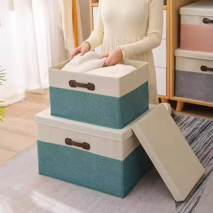 Factory Wholesale Hot Sale Cotton Linen Foldable Durable Large Capacity Cloth Organizer Home Soft Living Room Bedroom Wardrobe