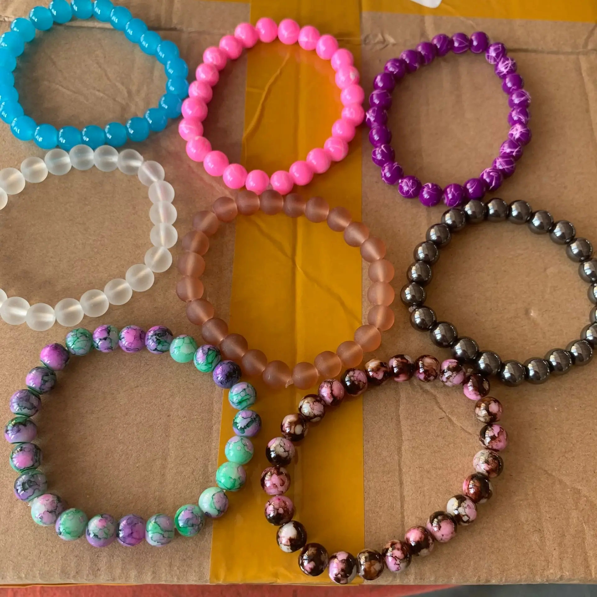 10mm Men Women Large glass Semi-precious Stone beaded bracelets Custom DIY glass bracelets can add charm for jewelry making