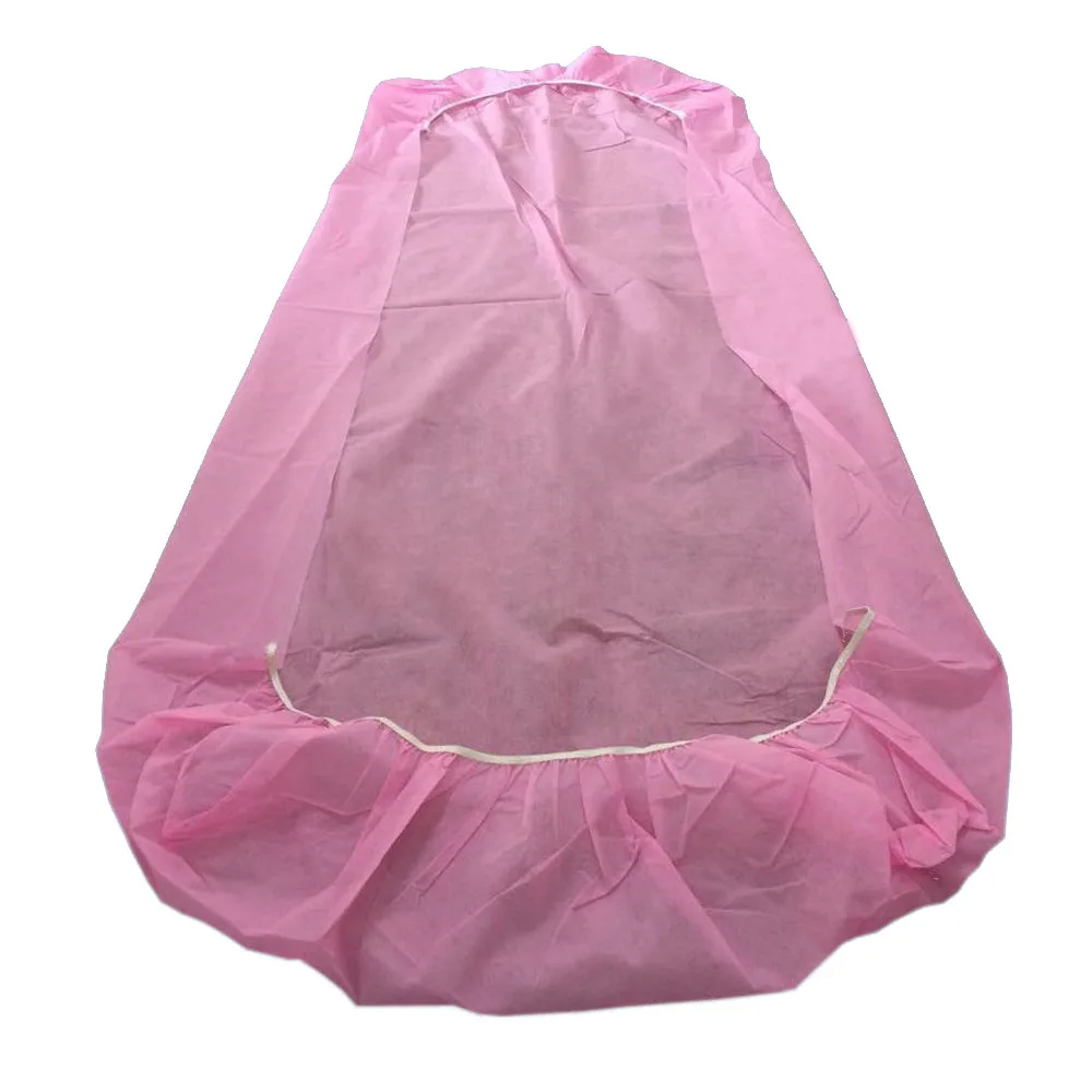 fitted sheet massage pink pp non woven disposable bed sheet for spa