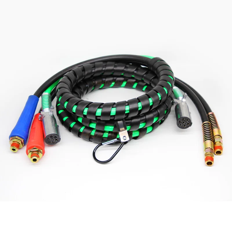3 in 1 Trailer 7 Pin Plug and Cable ABS Electric Cord Cable & Air Lines Hose Tractor Truck 7 Way Trailer Plug