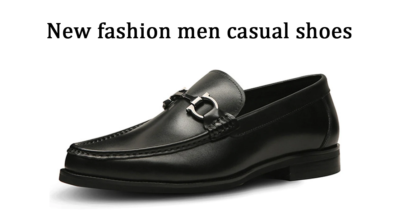 Elegant Luxury Men Shoes Loafers Slip On Men Open Shoes Double Mental Button Sapatos Para Hombre