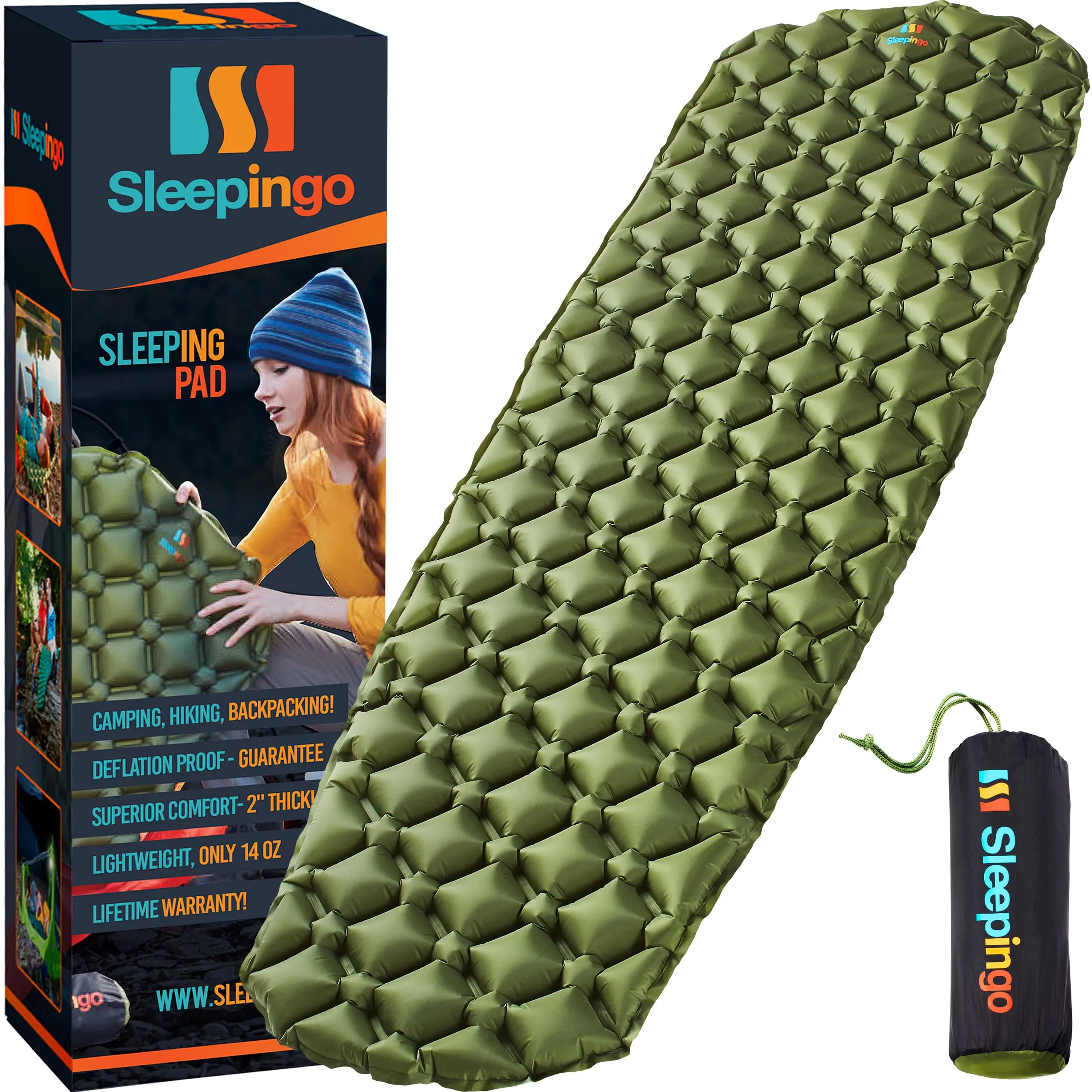 Sleeping Mat Elite 40D Nylon-Inflatable Camping Mattress Pad/Roll Mat-Compact 