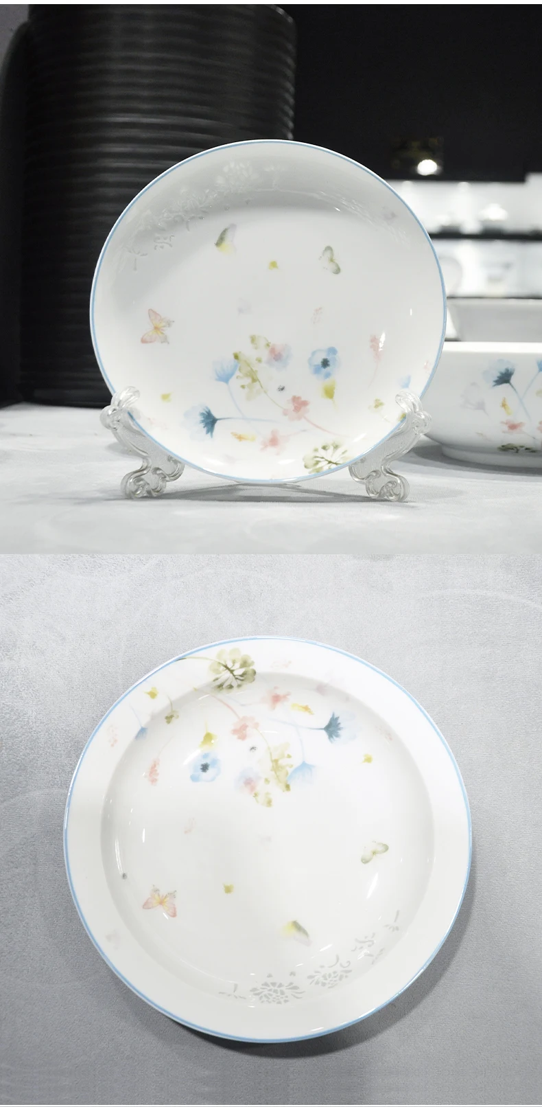 Exquisite Jingdezhen Bone Porcelain Tableware Set Underglaze Colored Bowl Chopstick Combination Household Use Ceramic Material details