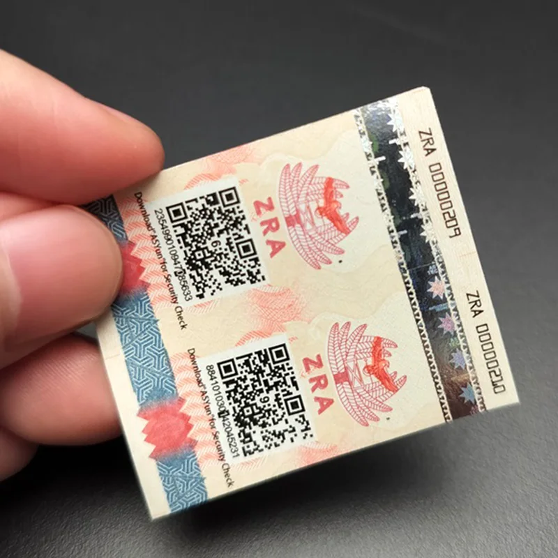 cigarette code Custom Logo Rolled Cigarette Duty Paid Label Cigarette Security Labels  Anticounterfeiting Stickers