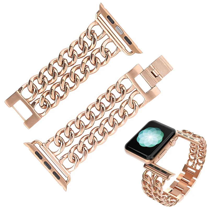 Watch Band Strap For Apple Watch 7 6 5 4 SE Chain Bracelet Series