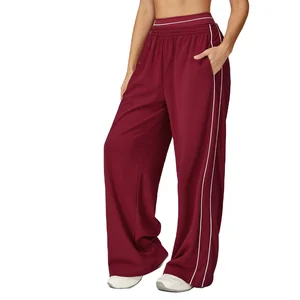 New Arrival Autumn Contrast Sports Pants Loose High Waist Straight Pants Pocket Outdoor Leisure Comfortable Pants