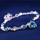Tanzanite Silver Heart Bracelets For Women Blue Sapphire Tanzanite Chain Bracelet Trendy Wedding Gift Fine Jewelry