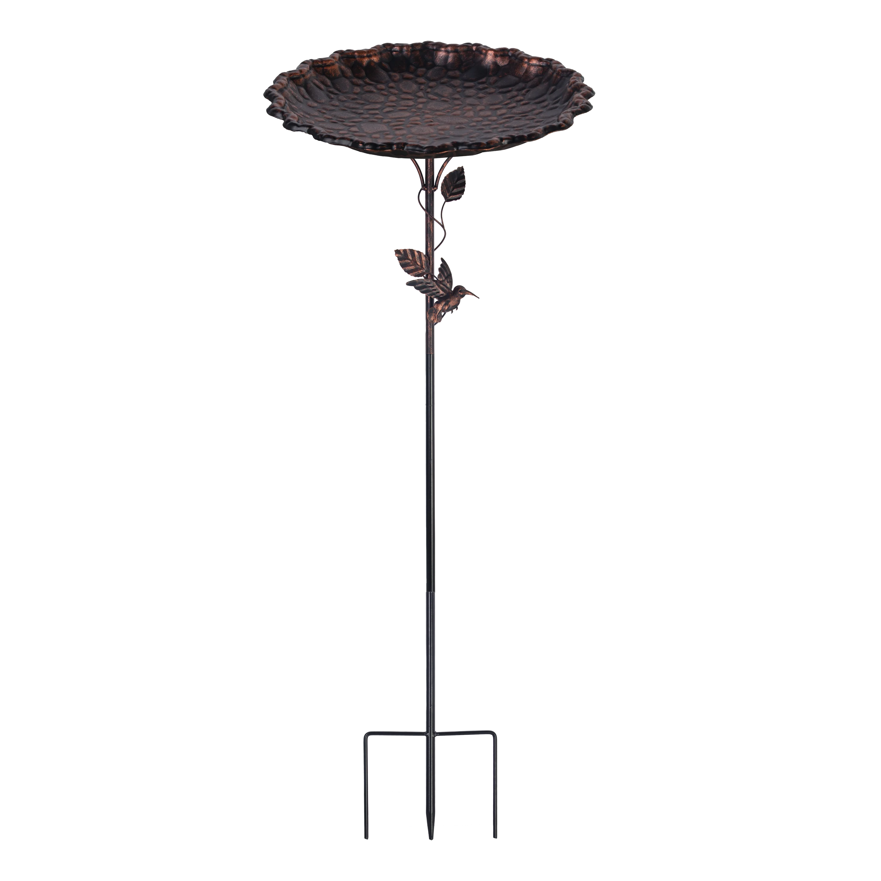 Brown Large Lotus Leaf Metal Butterfly Carved Flower Bird Bath, Outdoor  and Courtyard 