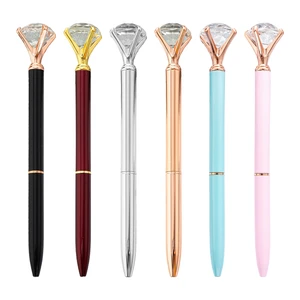 Luxury Crystal Rose Gold Metal Ballpoint Pens with Custom Logo for Promotional Gift and School Stationery