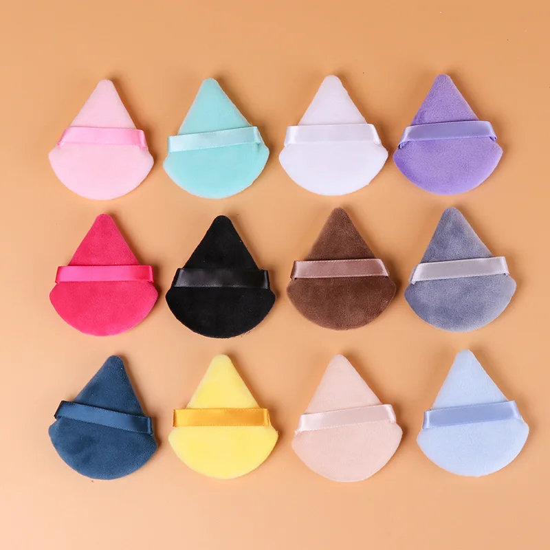 Gmagic Triangle Velvet Powder Puff Heart Velvet Satin Air Cushion Makeup Sponge Powder Puff for Foundation Highlighting Powder