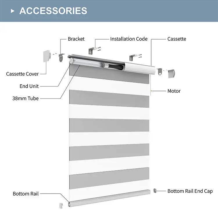 Zebra Blinds Shades Smart Curtain Automatic Cordless Motorized Window Natural Zebra Blinds