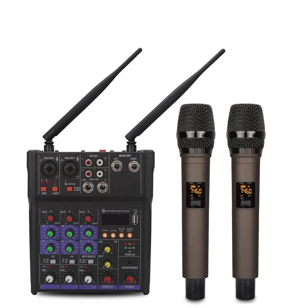 Professional Audio Mixer Digital Console with Wireless Microphone