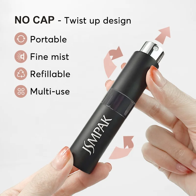 Mini Refillable Portable Travel 5ml 10ml Twist Aluminium Pump Sprayer Perfume & Essential Oil Refill Bottle
