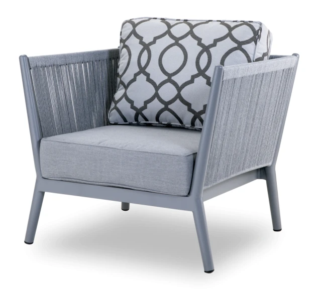 Außenmöbel aus Gussaluminium mit 3-Sitzer-Seilgeflecht, 4-teiliges Sofa-Set für die Terrasse