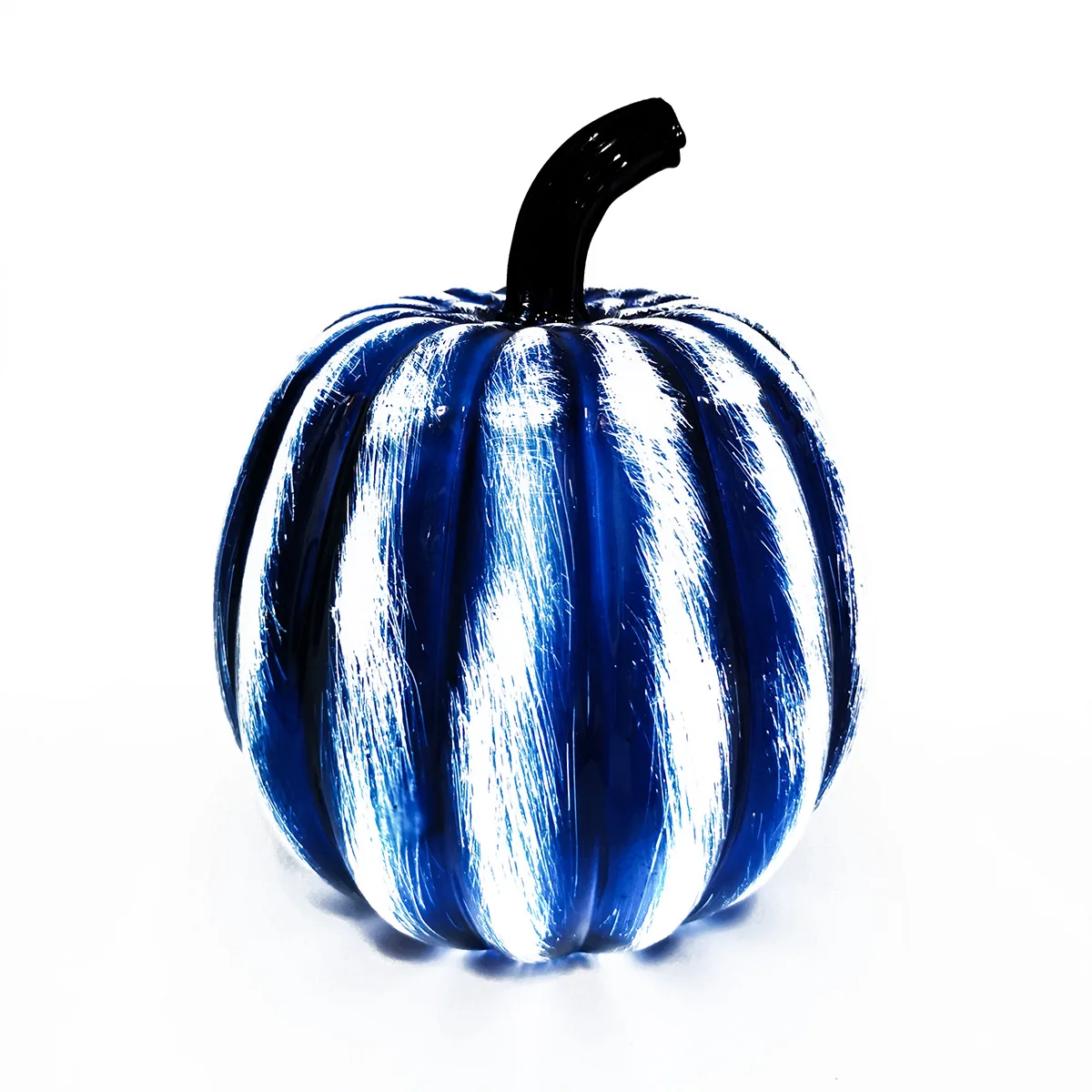 Decorative led light up artifical hand painted stripe blown glass Halloween pumpkin for sale